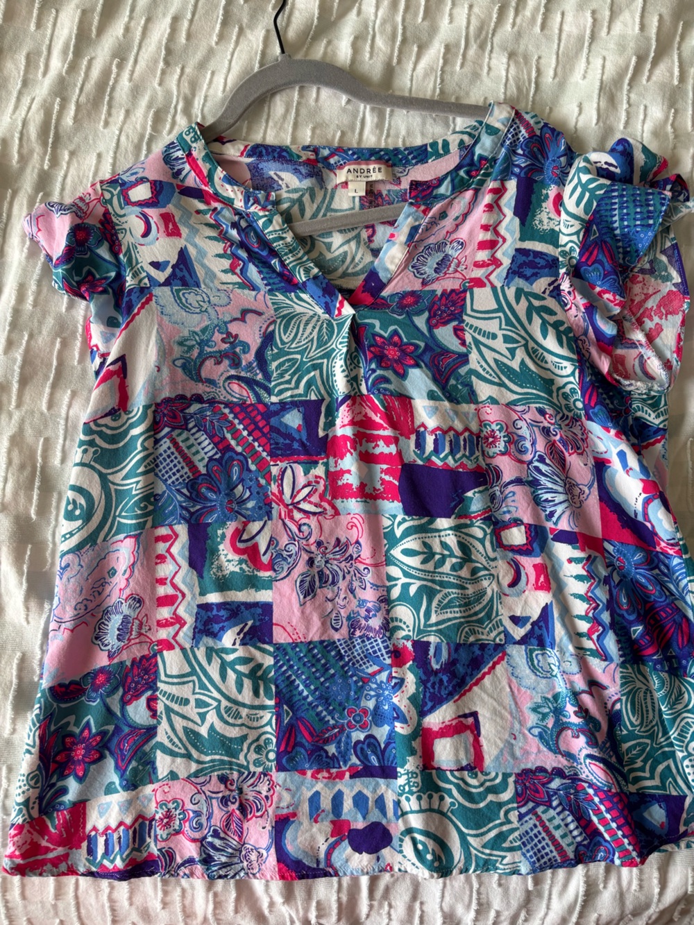ANDRÉE BY UNIT Pink, Teal & Purple Patchwork Floral Skirt